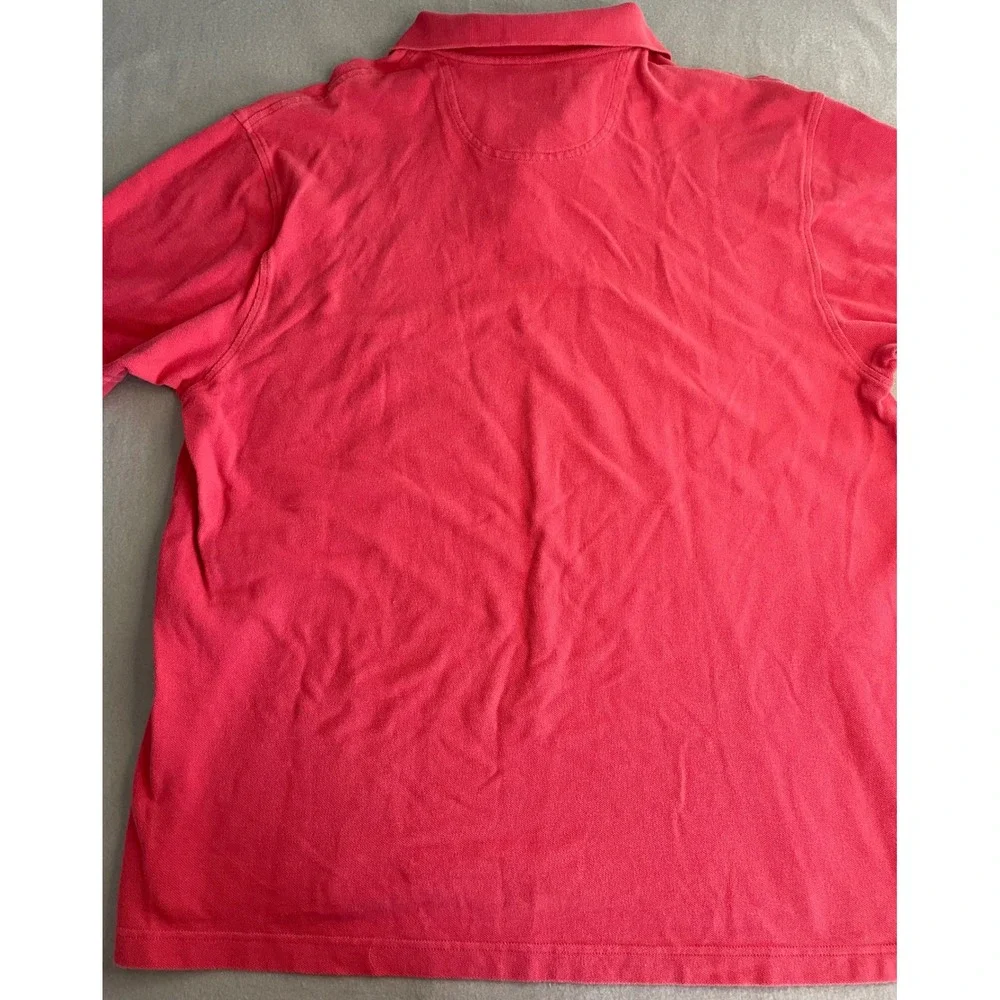 IZOD Mens Silk Wash‎ Cotton Polo Shirt Coral Pink XL Short Sleeve Crest Logo